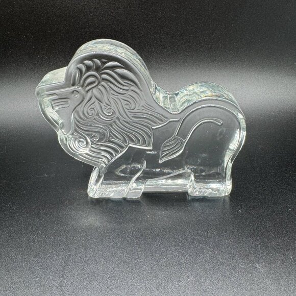 Vintage Scandinavian Kosta Boda Glass Lion Paperweight Figurine 1970s Bertin Val - Picture 1 of 6